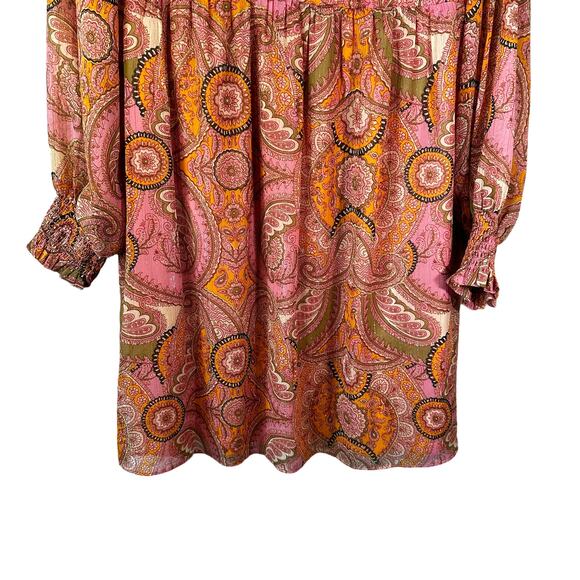 BCBGeneration New Womens Paisley Mini Babydoll Dress Pink Orange 8 Fairy Cottage - Picture 8 of 16